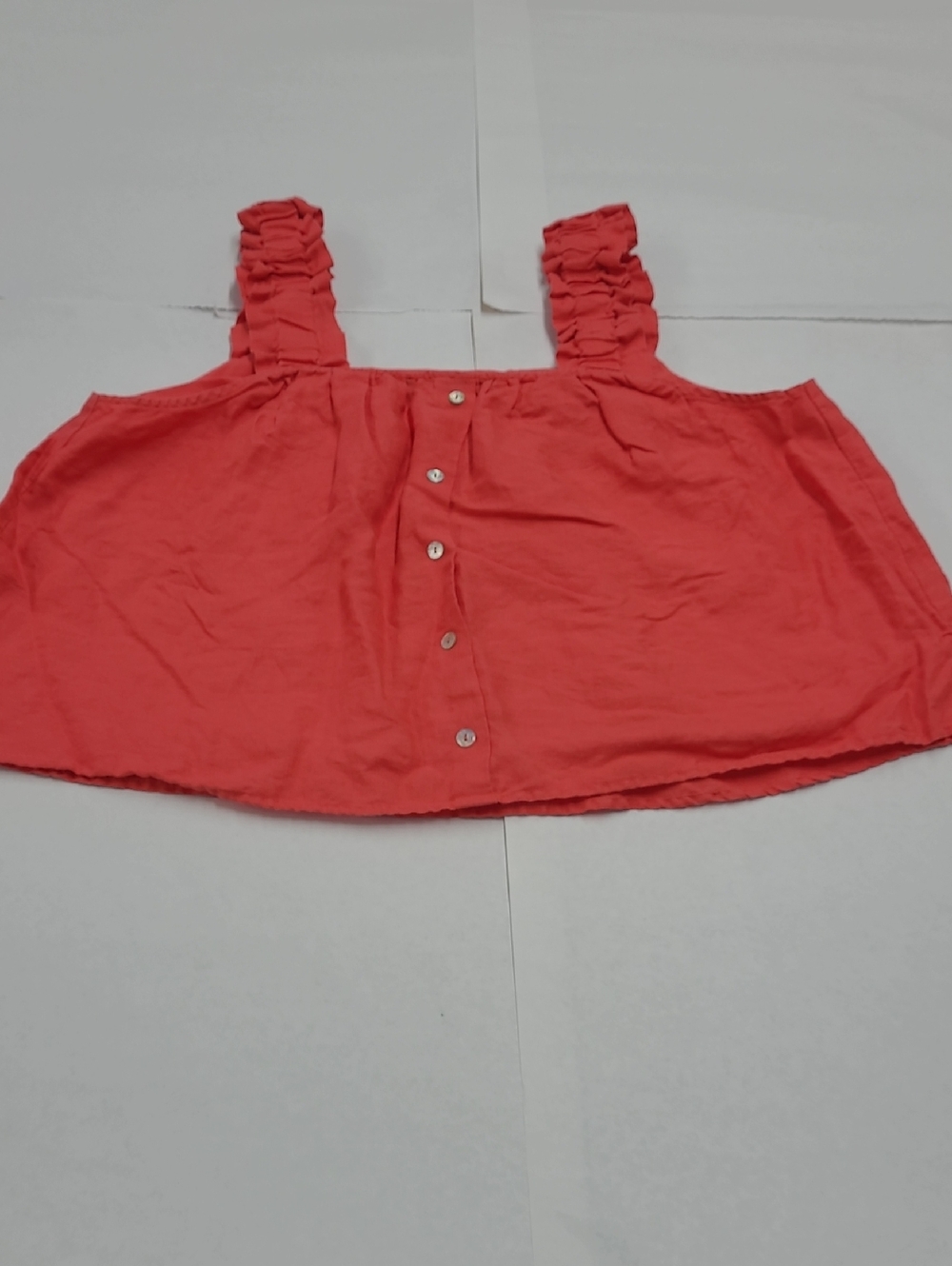 Marc New York Coral Ruffled Strap Linen Sleeveless Top Size XL